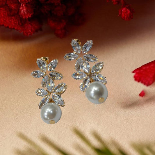 Korean Flower Crystal Earrings