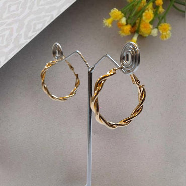 Korean Round Stylish Golden Hoops