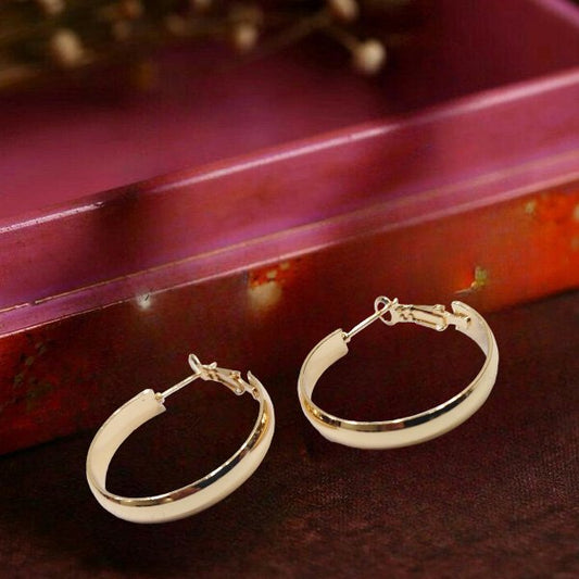 Korean Round Stylish Western Golden Hoops