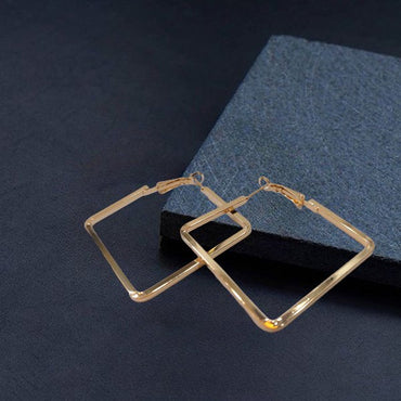 Korean Square Shapped Golden Hoops