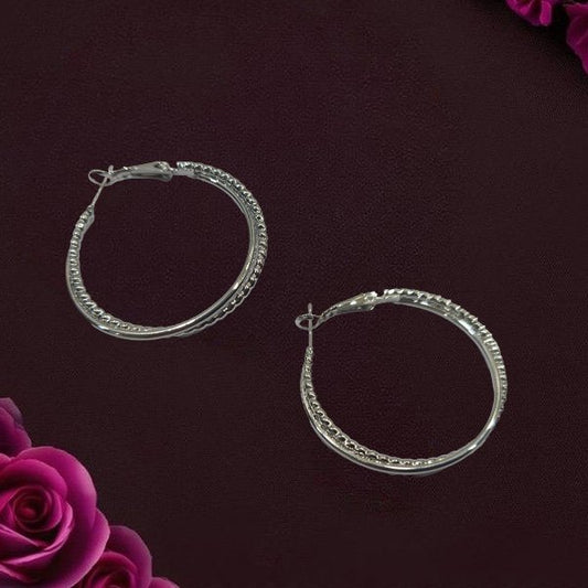 Korean Western Round Silver Hoops