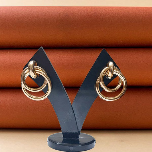 Korean Round Stylish 2 Layer Golden Hoops