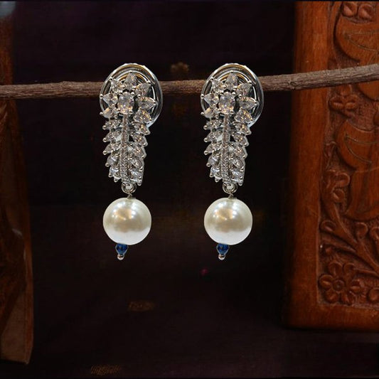 Pearl Drop Floral Stylish American Diamond Earring