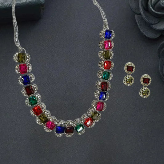 Multi Color Fancy Necklace Square Shape