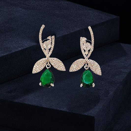 Trendy Green Drop AD Leaf Stylish Earrings