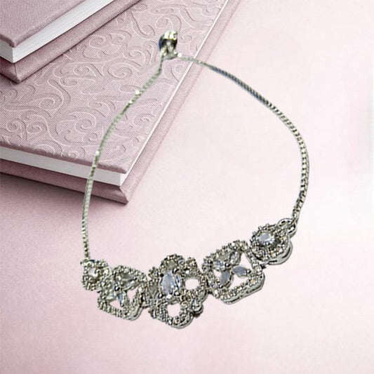 Silver AD White Square Designer Bracelet