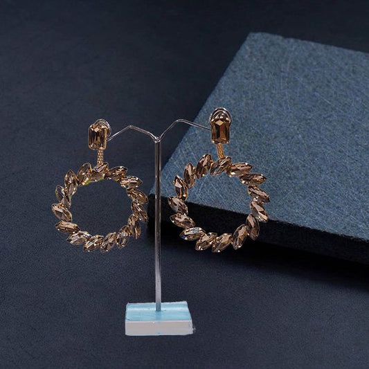 Golden Round Leaf Shapped Earrings