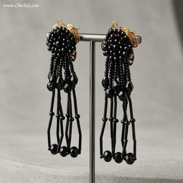 Black Drop Long Trendy Earrings