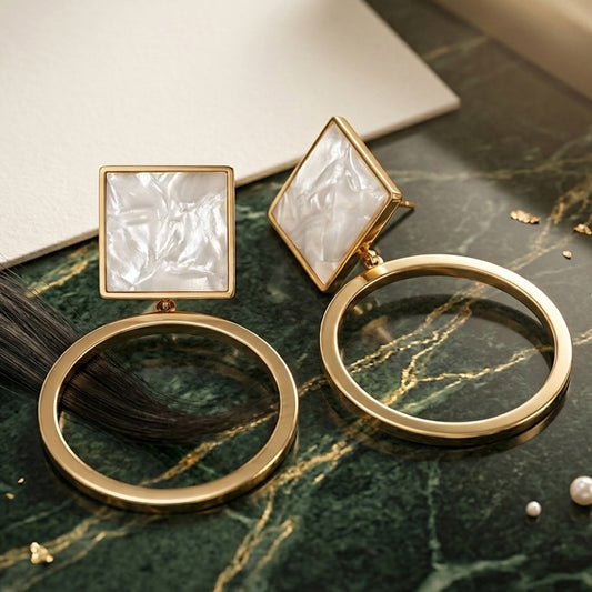 Fashion-Forward Square and Circle Drop Earrings for Women