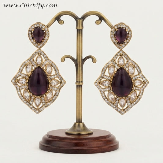 Royal Amethyst Kundan Teardrop Earrings