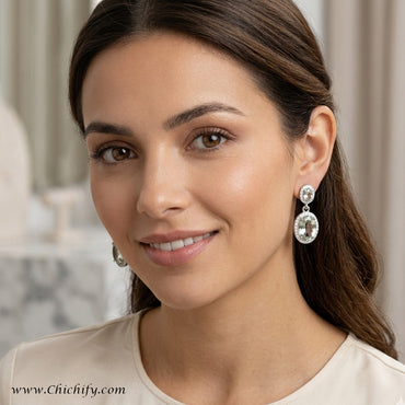 Chichify Crystal Aura Halo Drop Earrings