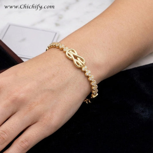 Golden Bloom American Diamond Bracelet