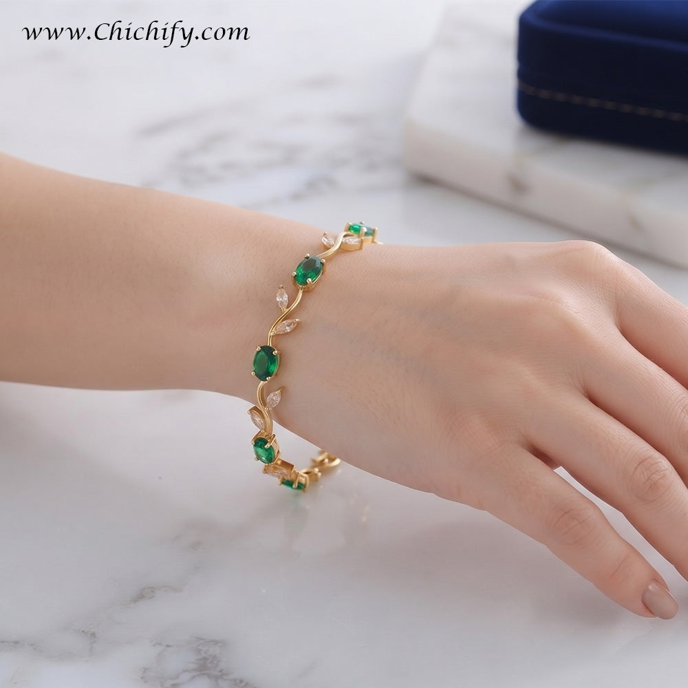 Aqua Green AD Leaf Vine Bracelet