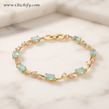 Aqua Green AD Leaf Vine Bracelet