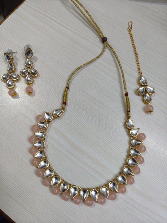 Peach Fancy Kundan Necklace