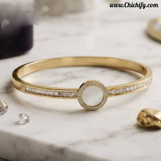 Luna Pearl Halo Gold-Plated Bracelet