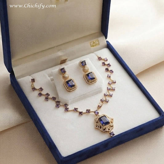 American Diamond Zigzag Necklace Premium Design