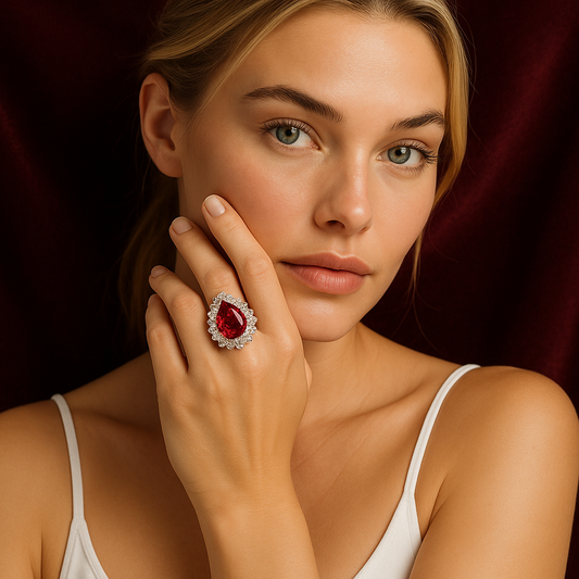 Chichify Red Zirconia adjustable Ring