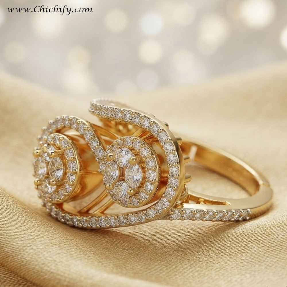 Twin Halo Radiance Statement Ring