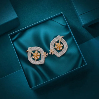 Dazzling Cubic Zirconia Stud Earrings with Dual Rhodium Plating