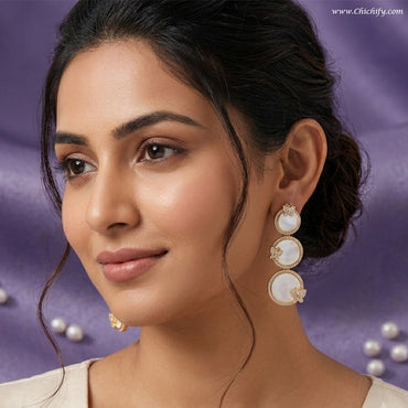 3 Layer Mother of Pearl Butterfly Earrings