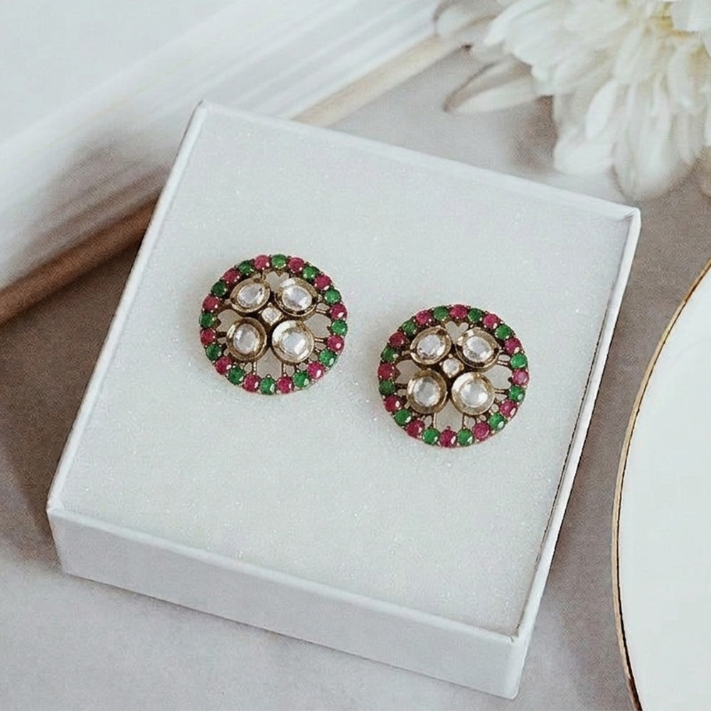 Classic Handcrafted Moissanite Round Stud Earrings for Daily Wear