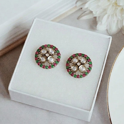 Classic Handcrafted Moissanite Round Stud Earrings for Daily Wear