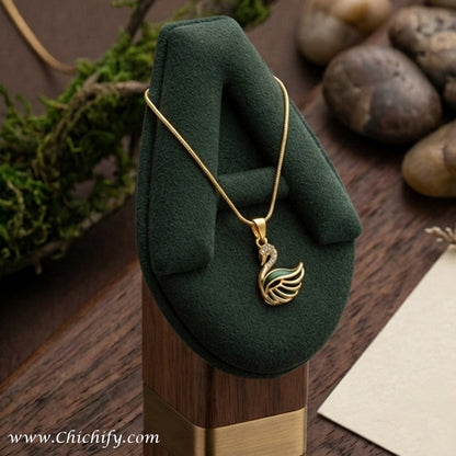 Emerald Swan Anti-Tarnish Pendant Necklace