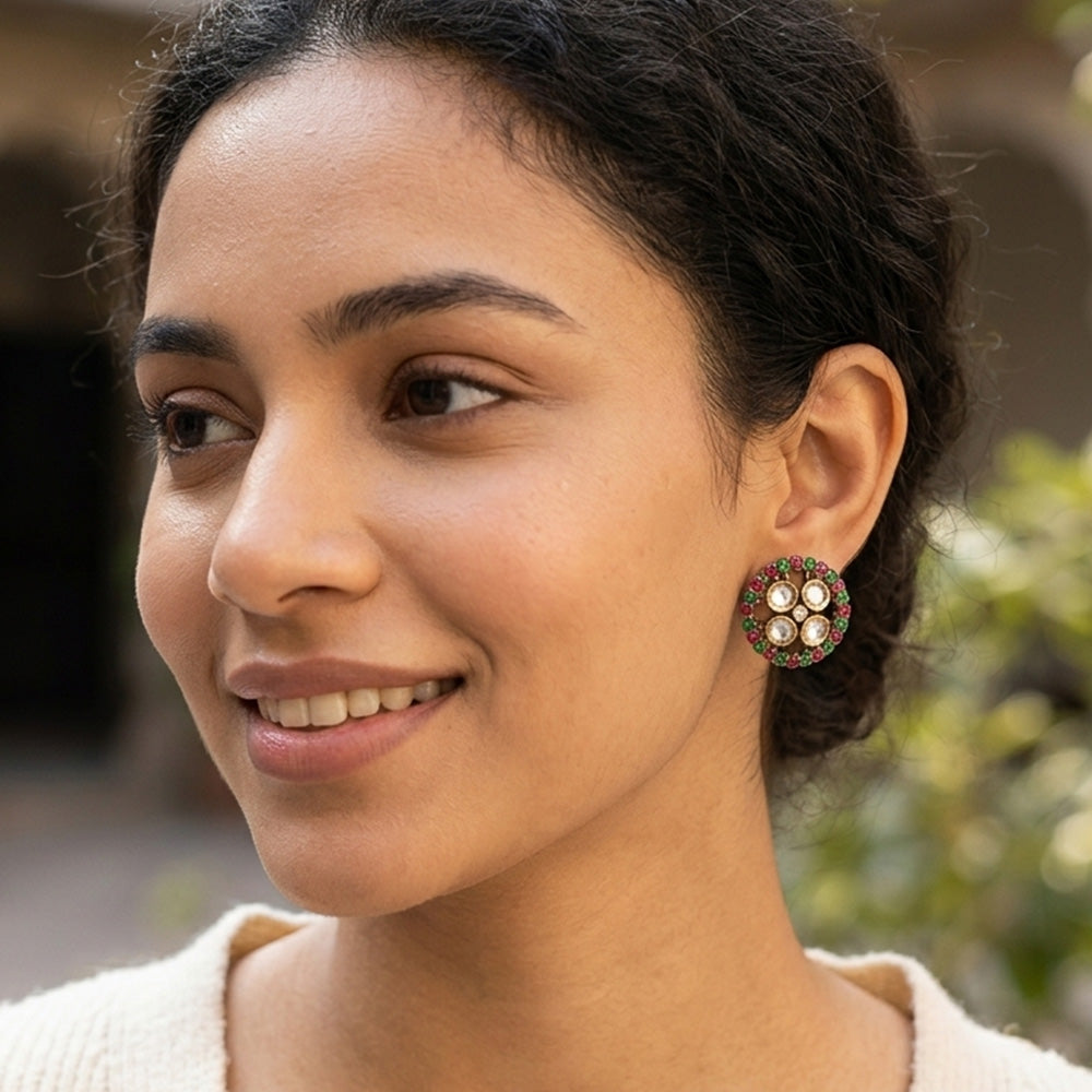Classic Handcrafted Moissanite Round Stud Earrings for Daily Wear