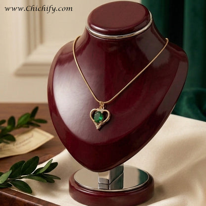 Emerald Heart Anti-Tarnish Pendant Necklace