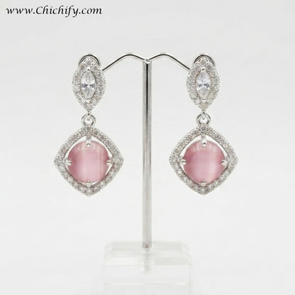 Chichify Pink Halo Drop Earrings for Women Party Wear Earrings