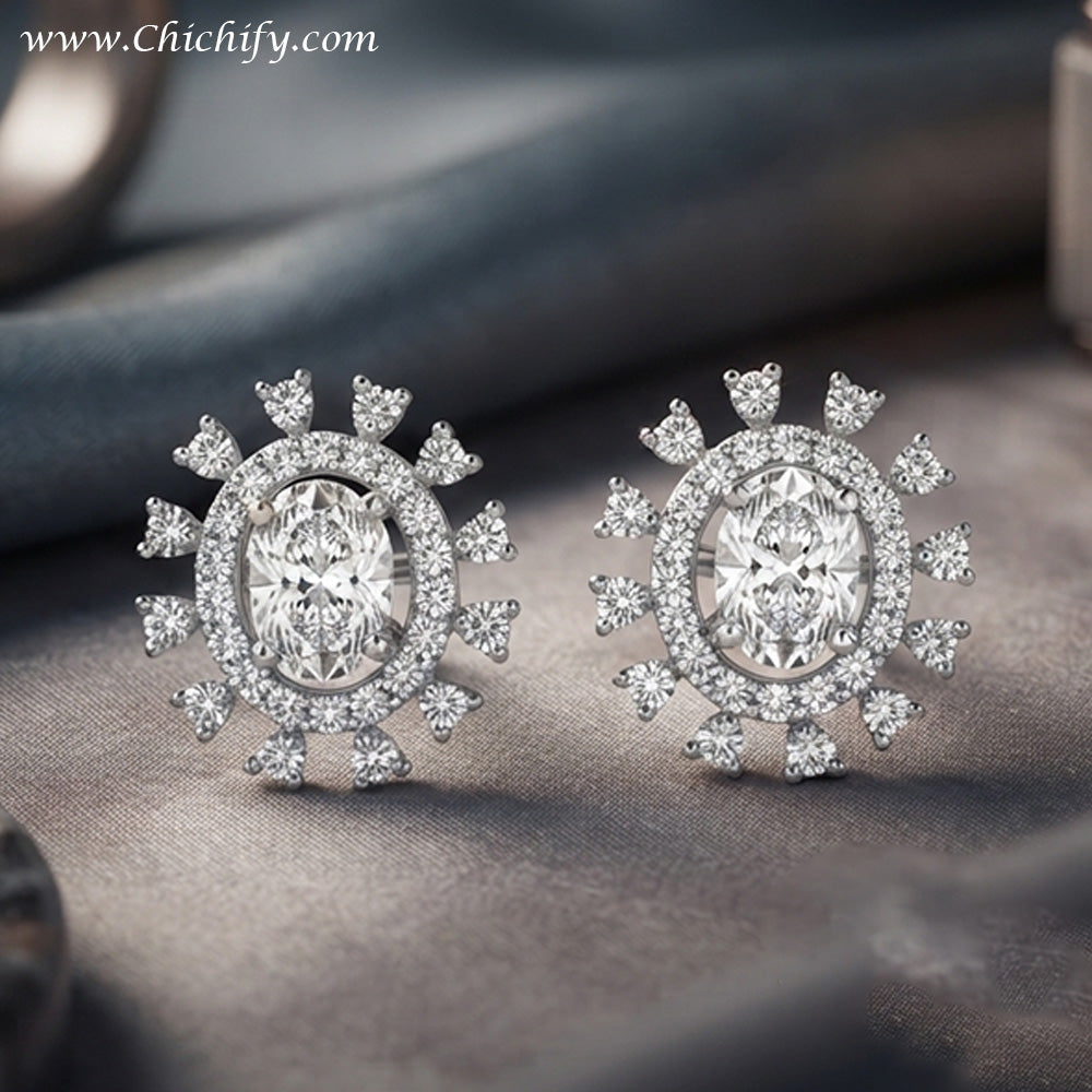 Chichify Trendy White Halo Stud Earrings