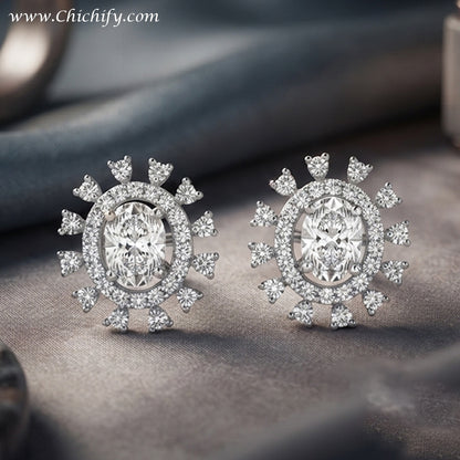 Chichify Trendy White Halo Stud Earrings