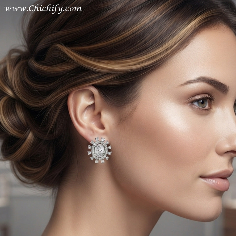 Chichify Trendy White Halo Stud Earrings