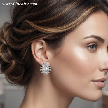 Chichify Trendy White Halo Stud Earrings