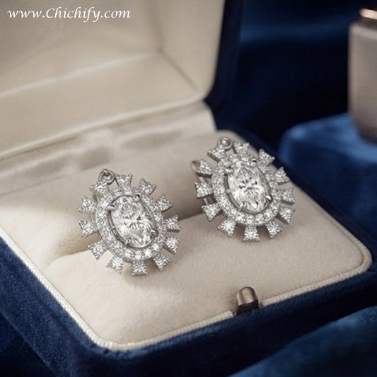 Chichify Trendy White Halo Stud Earrings