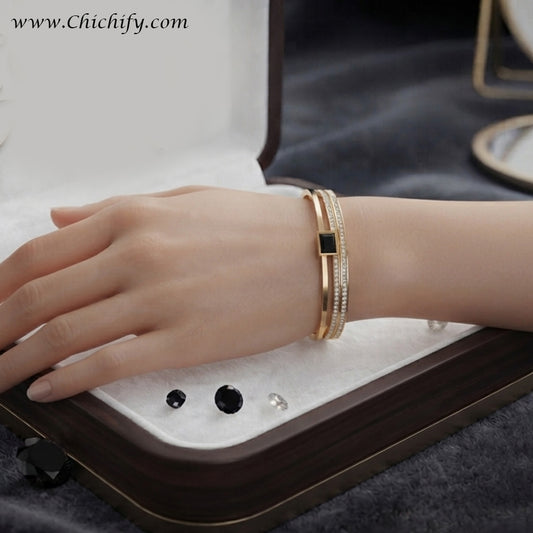 Midnight Elegance Crystal Bangle Bracelet