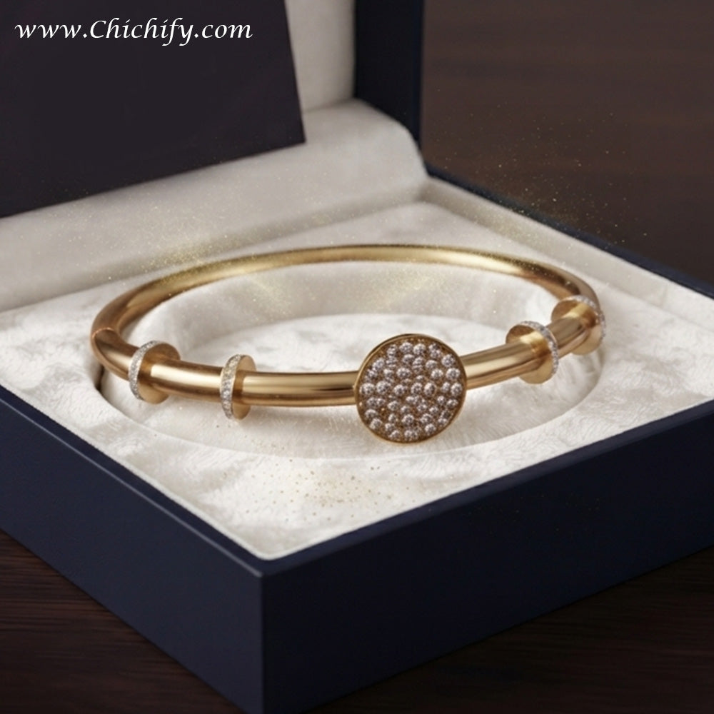 Celestial Spark Disc Gold Bracelet