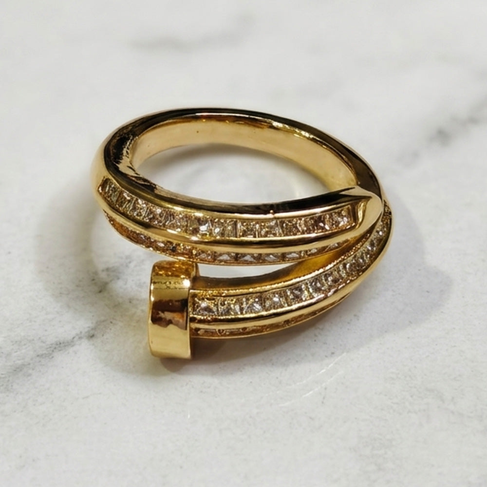 Golden Nail Luxe Wrap Ring – Timeless Elegance Adjustable Ring for Women