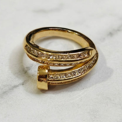 Golden Nail Luxe Wrap Ring – Timeless Elegance Adjustable Ring for Women
