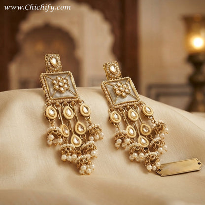 Kashmiri Pearl Cascade Chandelier Earrings