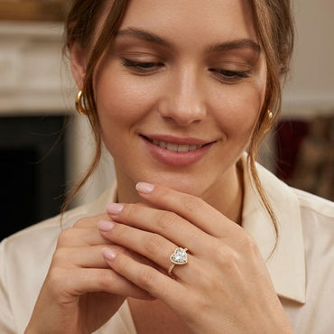 Golden Romance CZ Heart Ring