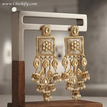 Kashmiri Pearl Cascade Chandelier Earrings