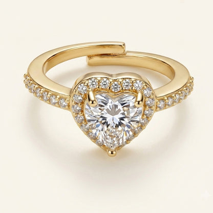 Golden Romance CZ Heart Ring