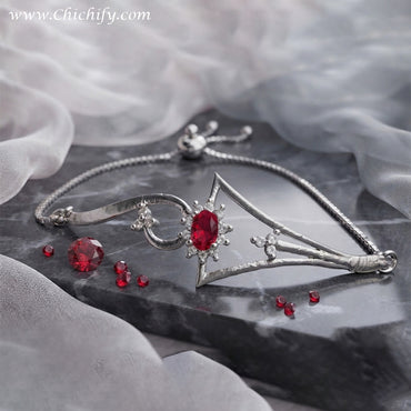 Silver AD Bracelet with Bold Red Stone