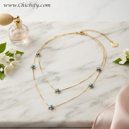 Aurora Evil Eye Double Layered Chain