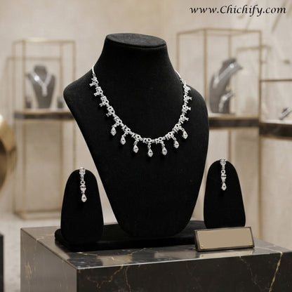 Celeste Diamond Drop Necklace & Earrings Set