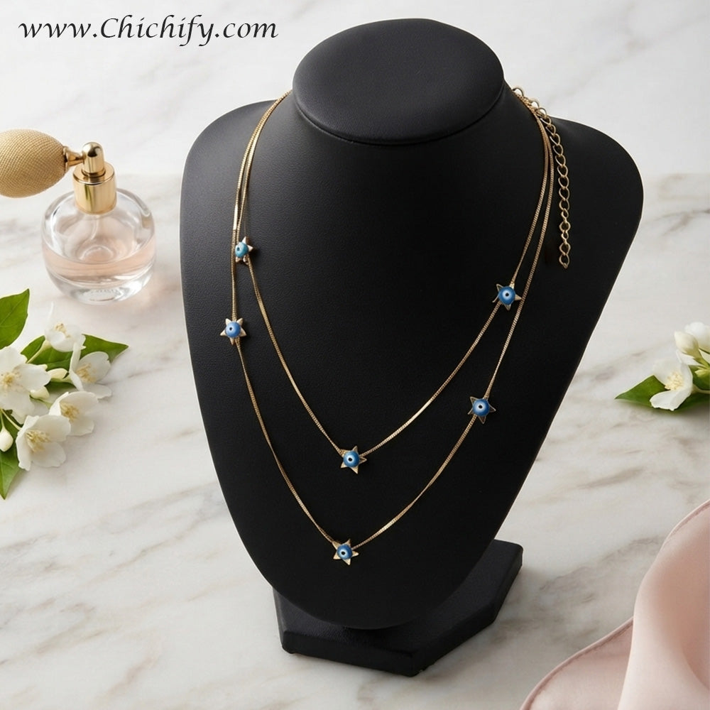 Aurora Evil Eye Double Layered Chain