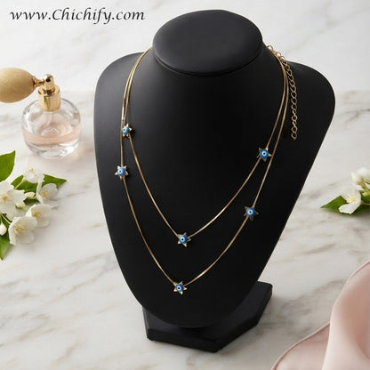 Aurora Evil Eye Double Layered Chain
