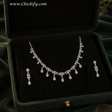 Celeste Diamond Drop Necklace & Earrings Set